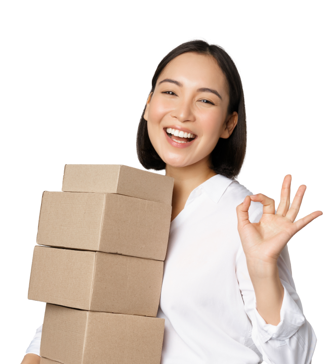 portrait-beautiful-happy-woman-carry-boxes-with-orders-businesswoman-with-carry-delivery-showing-okay-sign-white-background 1